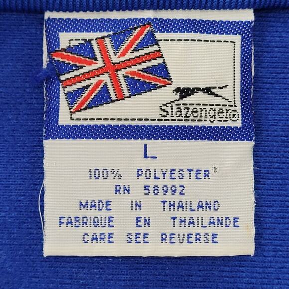 Vintage Y2K Slazenger Track Jacket Large 23x25 Blue Red Gray Cropped - Picture 11 of 13